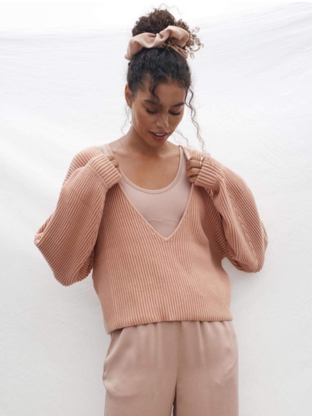 Lunya Cozy Prima Sweater Reversible Ribbed Silk Blend Oversized Womens Size S